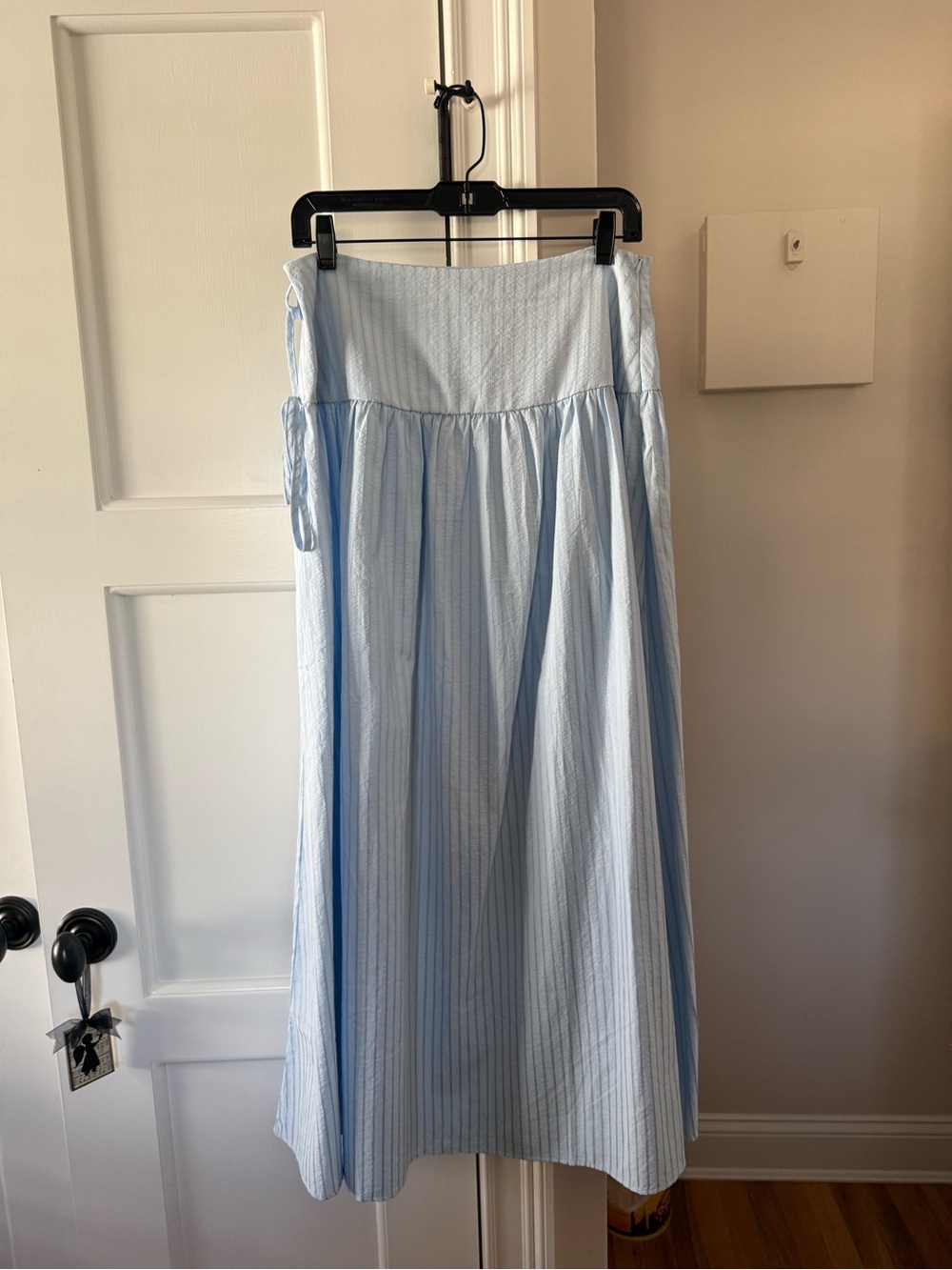 Women's Light Blue Striped A-Line Maxi Skirt